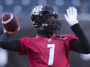 Ottawa Redblacks quarterback Henry Burris, shown at practice Friday, and his team are the sentimental favourites in Sunday's Grey Cup game against the Edmonton Eskimos.