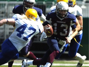 Regina Thunder quarterback Jaeden Marwick  on August 17, 2014.
