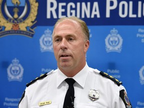 Regina Police Service deputy chief Dean Rae addresses the media on August 6, 2015.