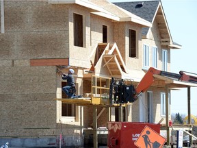 A duplex  under construction in Regina.