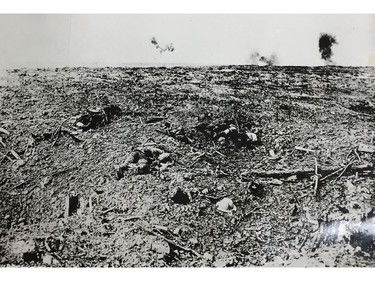 REGINA, SK : Nov. 9, 2015 -- NOTE DISTURBING CONTENT: Canadian dead on a western front battlefield scoured by shellfire. (Photo: William John Brake Collection via Wayne MacDonald)