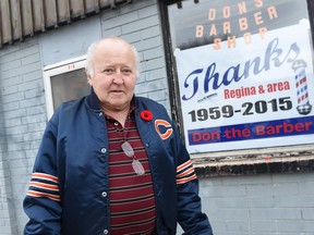 Recently retired barber Don Simpson at his old shop located at 11th Avenue and Ottawa Street  in Regina on November 6, 2015.  Simpson was famous for running a barber shop like a drop-in centre, complete with blaring police radio and country music.