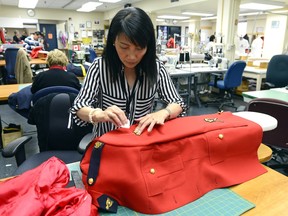 Theresa Tran in the RCMP tailor shop at Depot in Regina in November 2015.