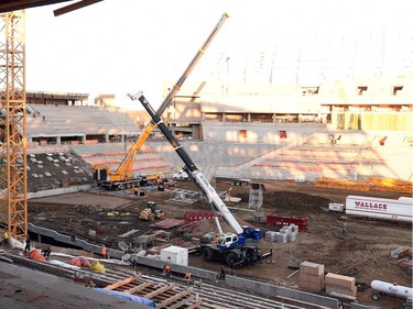 The inside of the new stadium remains a hive of activity.