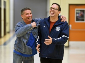 Lawney Donaldson, left, and Blayne Bosley pose for a portrait in Regina on Nov. 16, 2015.