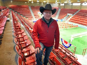 Past Canadian Western Agribition president Reed Andrew in the stands of the old exhibition auditorium which will fall to the wrecking ball for the new International Trade Centre in Regina on November 26, 2015.  DON HEALY/Regina Leader-Post
