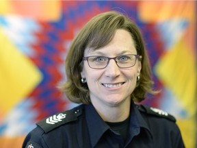 Sgt. Denise Reavley, School Resource Officer supervisor, poses for a portrait at the arraign Police Headquarters in Regina on Wednesday.