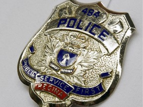 File — Regina Police Service badge in Regina on October 15, 2015.