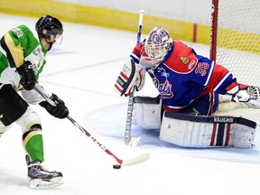 The Regina Pats have traded goaltender Daniel Wapple, right, to the Vancouver Giants.
