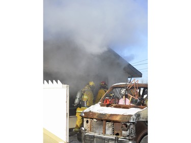 Photos of garage fire on the 600 block Retallack St. November 19, 2015.