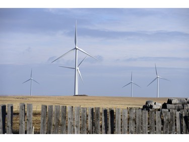 The  Centennial Wind Power Facility visible from the farm yard of Maxine and Doug Smith near Swift Current.