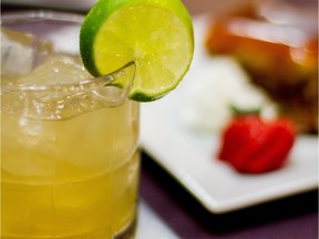 The finale of the whisky and rum evening at the Unique Bistro was a lime daiquiri, which was served with a sweet sticky toffee pudding with whipped cream and a fanned strawberry.