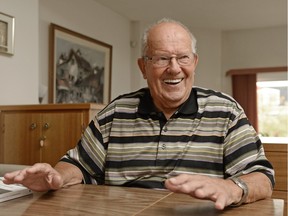 Wolfgang von Staden tells a story from his book Memories of a Veterinarian at his home in Regina, Sask. on Saturday Oct. 10, 2015.