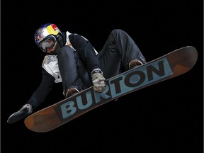 Mark McMorris competes during the Air + Style Beijing 2015 Snowboard World Cup at Beijing National Stadium on Dec. 4, 2015.