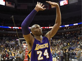 Los Angeles Lakers star Kobe Bryant, shown here after a game against the Washington Wizards on Dec. 2, 2015, soon will be waving goodbye to the NBA.