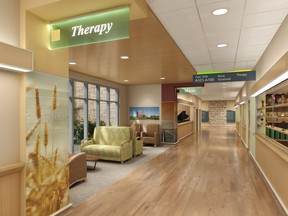 Natural light, private areas for conversations between patients and families - this is an architect's rendering of part of the "therapy mall" in the new Saskatchewan Hospital North Battleford.