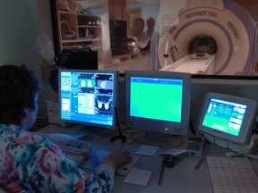 An MRI being performed at the Regina General Hospital.