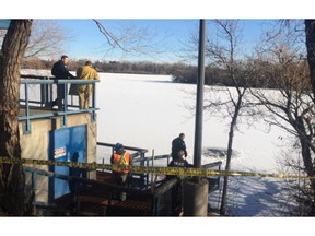 Emergency crews are confident nobody fell through the ice at Wascana Lake despite a hole with clothes next to it spotted Thursday.