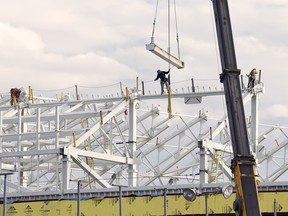 Construction at the new Mosaic Stadium in Regina in December.
