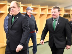 The Saskatchewan Roughriders' new regime, led by John Murphy, left, and Chris Jones, has created a buzz and helped fans to forget the team's 3-15 season, according to columnist Rob Vanstone.