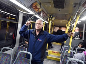 Don Baker, ATU Local 588 president, riding the Albert Park #9 bus in Regina on Dec. 17, 2015.