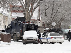 Members of the Regina Police Service, including the SWAT team, performed a planned search warrant on the 3400 block Dewdney Ave as part of a drug investigation on Dec. 23, 2015.