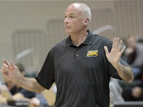 University of Regina Cougars men's basketball head coach Steve Burrows, shown here during a recent game, likes the way his team has progressed this season.