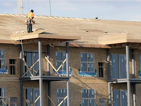 Housing starts, like this multiple-unit  complex going up in Harbour Landing in southwest Regina, more than doubled in November, with 207 total starts compared with 93 during the same period in 2014. But the Conference Board of Canada is forecasting fewer housing starts in 2016.