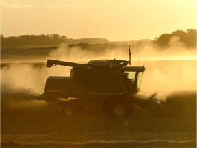 Edenwold area farmers worked into the sunset getting crops off the fields in September.