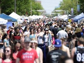 A crowd of people during the Cathedral Village Arts Festival in Regina, prior to the pandemic.