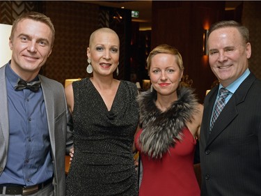 Adam Rybak, Dionne Warner, Lori Rybak, and Graham Warner at a New Year's Eve black tie gala event at the DoubleTree hotel in Regina on Thursday, December 31, 2015.