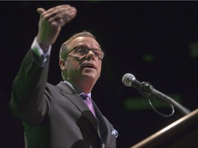 Premier Brad Wall addresses the Saskatchewan Chamber of Commerce and unveils the Saskatchewan Plan for Growth at Teachers Credit Union Centre in Saskatoon in 2012.