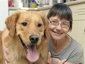Anita Klassen, site administrator for Regina Lost & Found Pet Alerts, and her dog Homer.