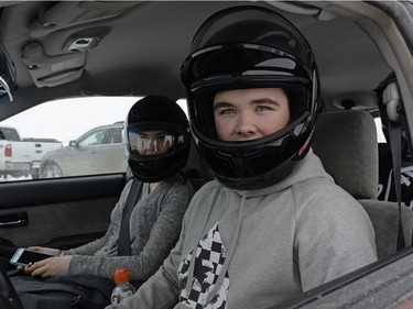 Boston Richardson waits to take the track during a Winter Rally X race held in a field south of Regina, Sask. on Sunday January 24, 2016. The group plans to run winter races until March.