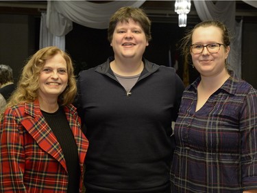 Marion MacRobbie with Blake and Kara Becker at Robbie Burns Tartan Ceilidh held at St. Mary's Hall in Regina, Sask. on Saturday January 23, 2016.