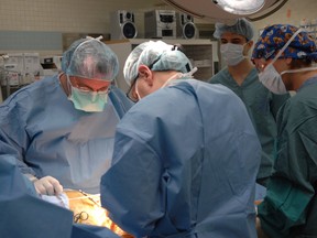 Surgeons performing a procedure at Regina General Hospital.