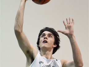 REGINA SK: JANUARY 12, 2016 -- University of Regina Cougars guard Sam Hillis during practice in Regina on January 12, 2016. Hillis, whose dad is former U of R head coach James Hillis, is in his first season with the Cougars men's basketball team. (DON HEALY/Regina Leader-Post)