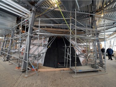 A look at the progress inside the weather sealing wrap around the dome of the Legislative Building in Regina on Friday.
