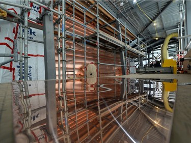 A look at the progress inside the weather sealing wrap around the dome of the Legislative Building in Regina on Friday.