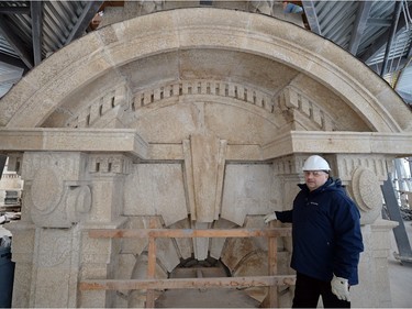 Steve Bata, building manager for the Saskatchewan Legislative Building, stands by some work being done to the restoration of the  dome on the legislative building.