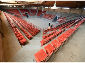 Evraz Place CEO Mark Allan in Regina's venerable Exhibition Auditorium, where he used to be the announcer at cattle sales.