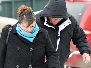 Tammy Lynn Goforth, 39, and Kevin Eric Goforth, 40, arriving at Regina Court of Queen's Bench on Jan. 18, to face charges of second-degree murder in the death of a four-year-old girl and unlawfully causing bodily harm to another girl.