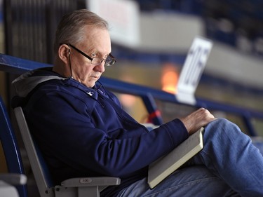 Regina Pats head coach John Paddock in the stands during Regina Pats practice at the Brandt Centre on January 20, 2016.