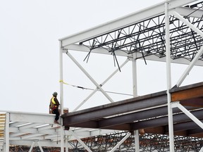 Construction is under way at the Sacred Heart Community School rebuild in Regina. Construction was one of the sectors that suffered job losses in 2015.