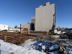 The construction site of Capital Pointe on the northeast corner of Albert Street and Victoria Avenue in Regina on Wednesday.
