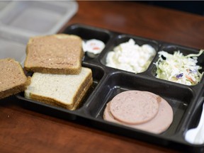 A lunch that was recently prepared for inmates at the Regina Provincial Correctional Centre.