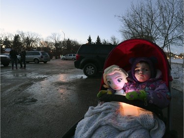 A candlelight vigil for La Loche was held in Regina Wednesday night 2 year old Adalyn Moskal came to the vigil with her mom Lyndsay.