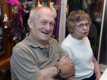 Leo and Pat Rogoschewsky at the Ukrainian Christmas Eve feast being served by Spring Free From Racism chairperson Barb Dedi at her home on January 6, 2015.