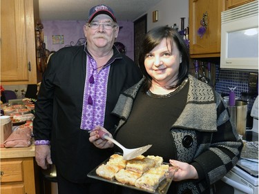 Brian Howey and Olga Yakubenko during some kitchen duty.