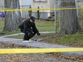 Photos of the scenes of two shootings on the 1500 (shown) and 2200 blocks of Robinson St. in Regina October 22, 2015.